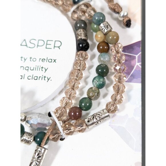 Footnotes Fancy Jasper Stone Adjustable Cord Bracelet Green NEW - Picture 4 of 8